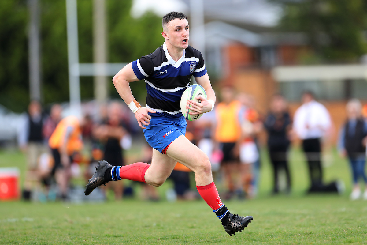 Tylar Diack of Kaikorai runs away to score during the club rugby match between Kaikorai and Zingari Richmond played for the Tom Watkins Memorial Trophy at Bishopscourt in Dunedin on 7th May, 2022. © John Caswell / http://www.caswellimages.com