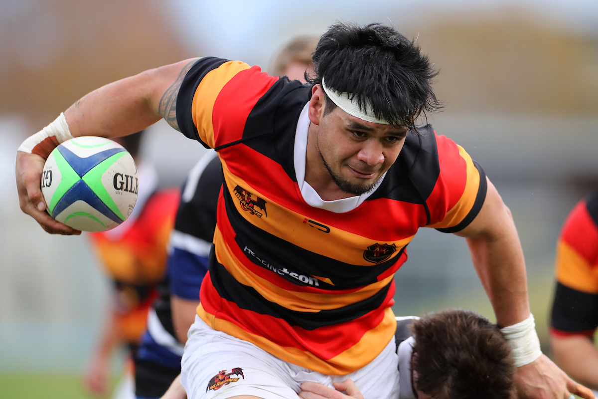 Tofatuimoana Solia of Zingari Richmond during the club rugby match between Kaikorai and Zingari Richmond played for the Tom Watkins Memorial Trophy at Bishopscourt in Dunedin on 7th May, 2022. © John Caswell / http://www.caswellimages.com
