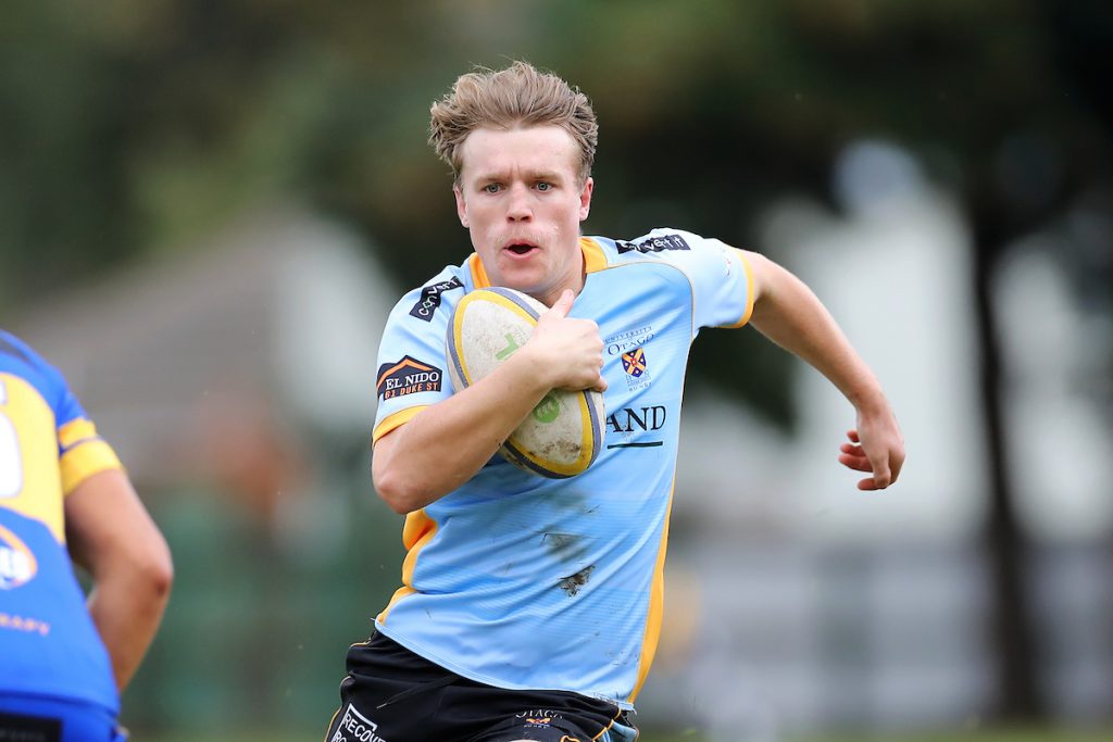Henry Williams of Univerity runs to a gap during the premier club rugby match between Taieri and University played for the Paul Sapsford Memorial Trophy, played at Peter Johnstone Park in Dunedin on Saturday 14th May, 2022. © John Caswell / http://www.caswellimages.com
