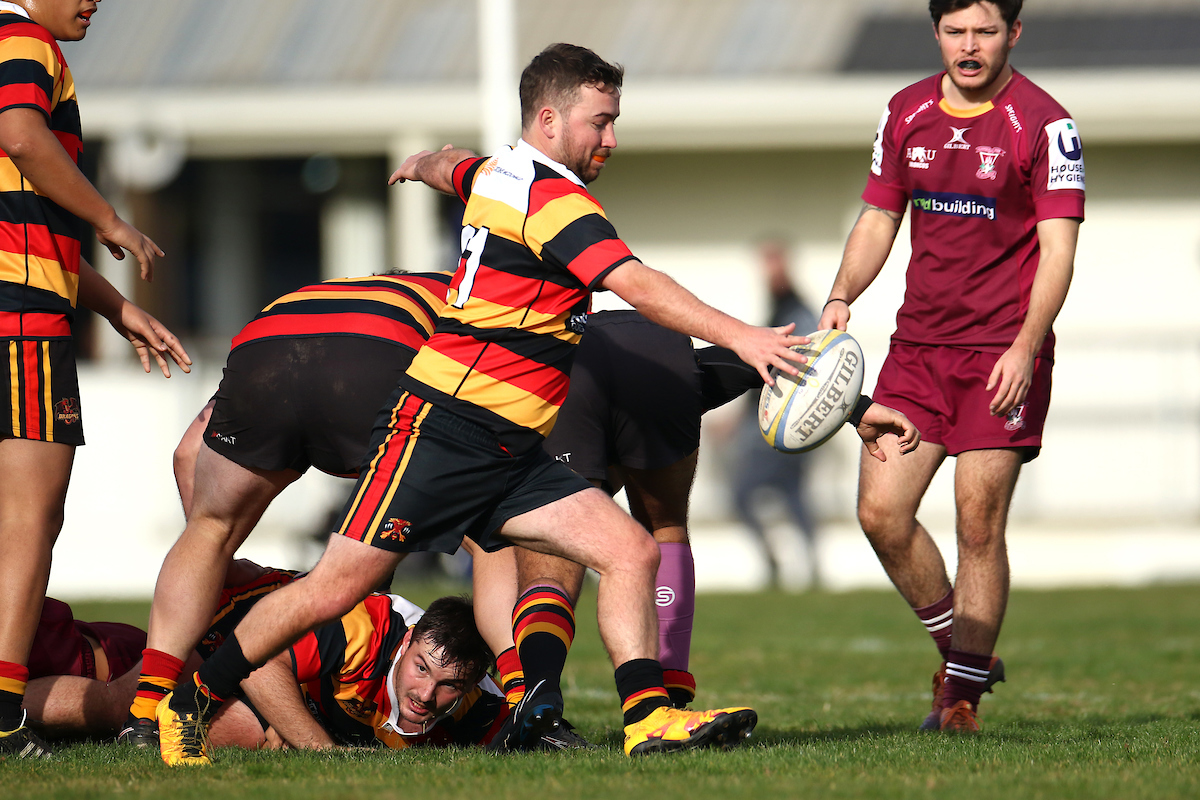 Action from Premier Development club rugby match between Zingari Richmond and Alhambra Union played at Montecillo in Dunedin on Saturday 28th May, 2022. © John Caswell / http://www.caswellimages.com