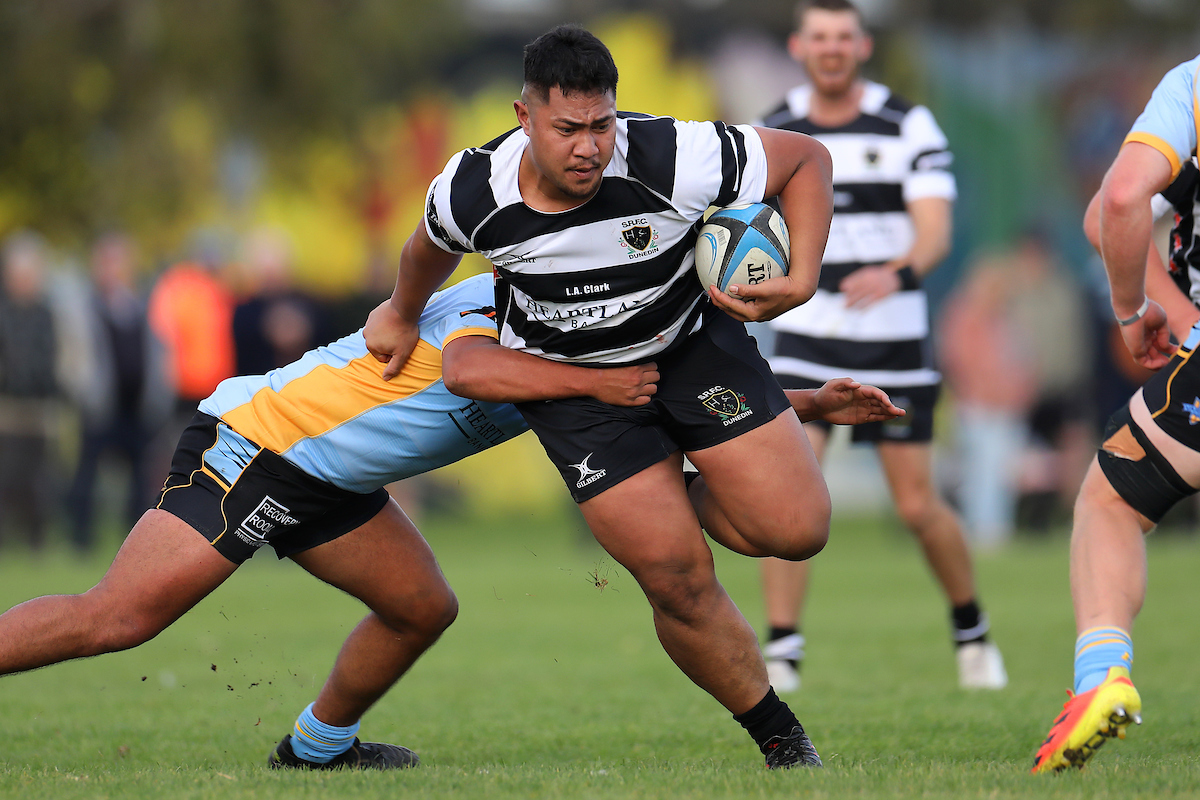 Sonny Mulipola of Southern during the club rugby match between Southern and Otago University played for the V.G.Cavanagh Memorial Trophy at Bathgate Park in Dunedin on Saturday 30th April, 2022. © John Caswell / http://www.caswellimages.com