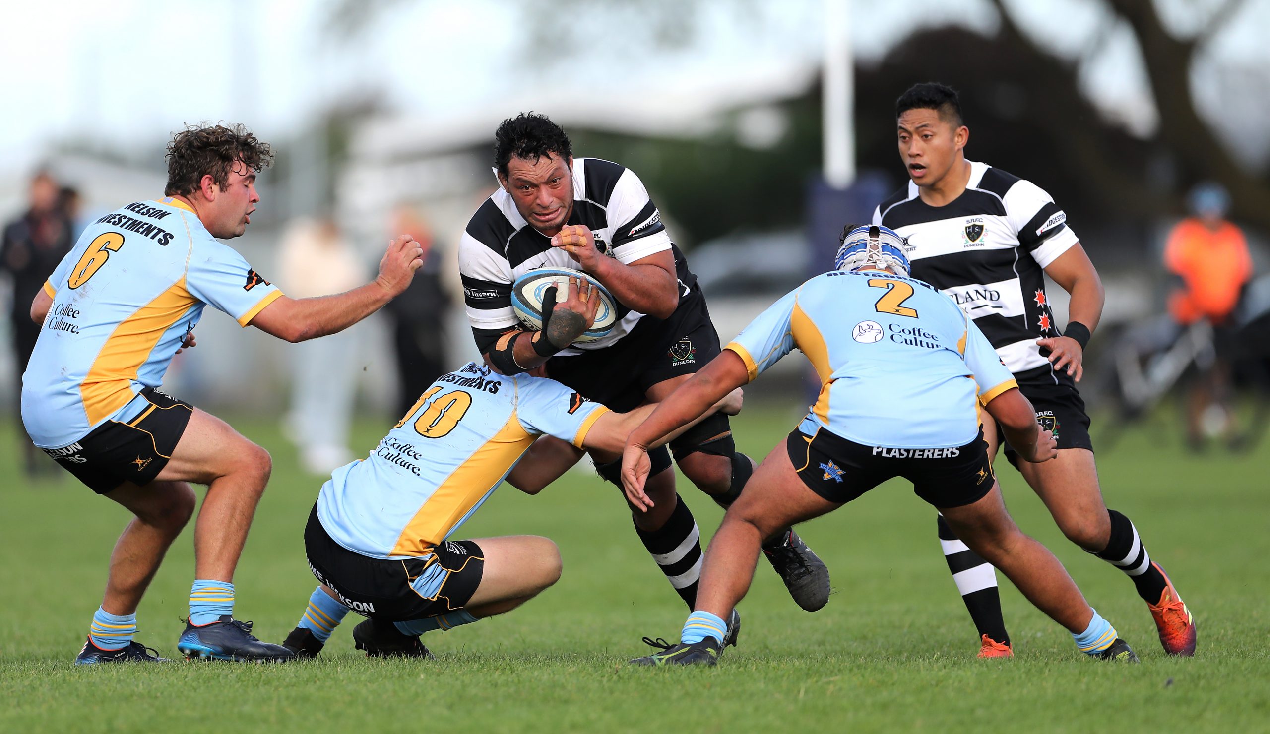 Mika Mafi of Southern makes a run during the club rugby match between Southern and Otago University played for the V.G.Cavanagh Memorial Trophy at Bathgate Park in Dunedin on Saturday 30th April, 2022. © John Caswell / http://www.caswellimages.com