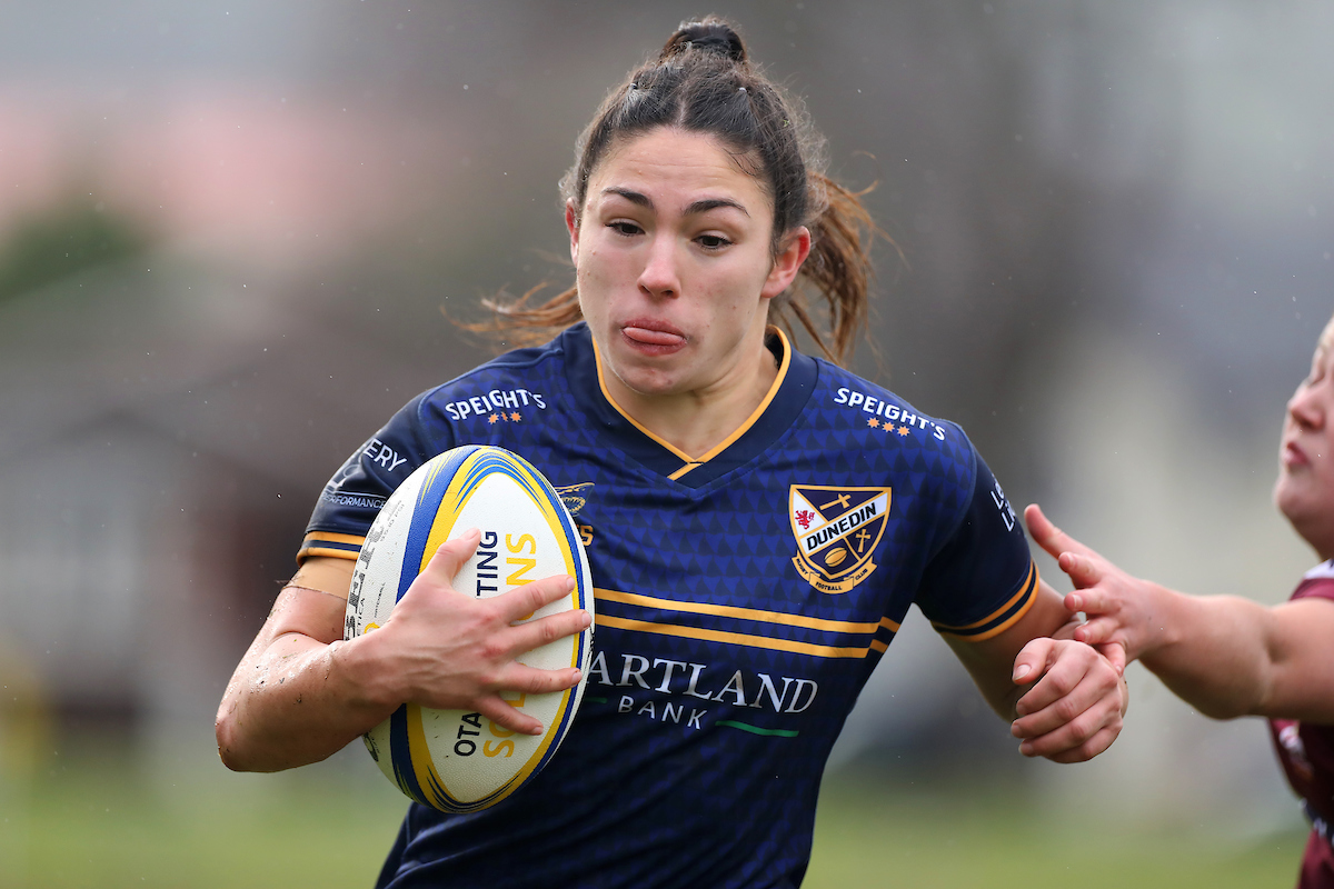 Brigid Corson of Dunedin during the Premier Women’s club rugby semi final between Alhambra Union and Dunedin played at the North Ground in Dunedin on Saturday 11th June, 2022. © John Caswell / http://www.caswellimages.com