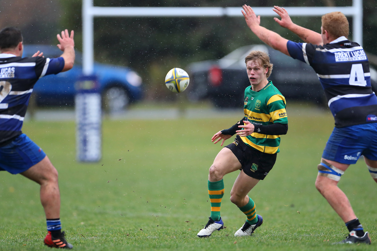 Finn Hurley of Green Island during the Premier club rugby match between Kaikorai and Green Island played at Bishopscourt in Dunedin on Saturday 11th June, 2022. © John Caswell / http://www.caswellimages.com