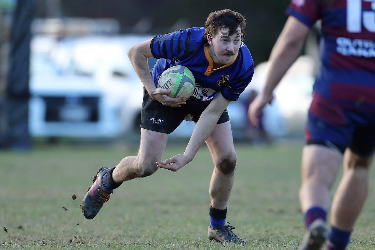 Bailey Kenny of Lawrence during the Southern Region Premier club rugby match between West Taieri and Lawrence played at the Outram Domain in Outram on Saturday 18th June, 2022. © John Caswell / https://tapebootsandbeer.com/