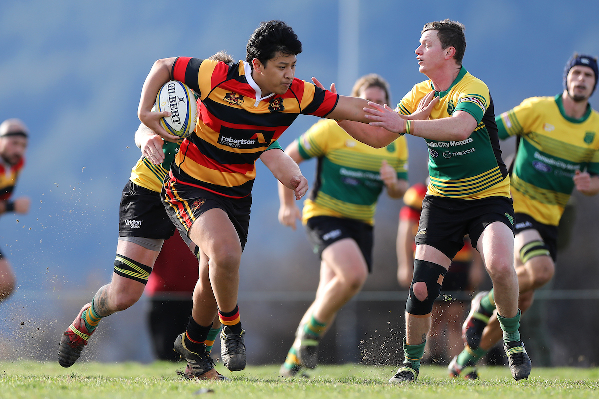 Action from the Premier Development club rugby match between Zingari Richmond and Green Island played at Montecillo in Dunedin on Saturday 25th June, 2022. © John Caswell / https://tapebootsandbeer.com/