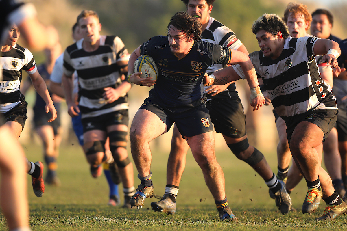 Rohan Wingham of Dunedin during the Premier Quarter Final club rugby match between Dunedin and Southern played at Kettle Park in Dunedin on Saturday 2nd July, 2022. © John Caswell / https://tapebootsandbeer.com/