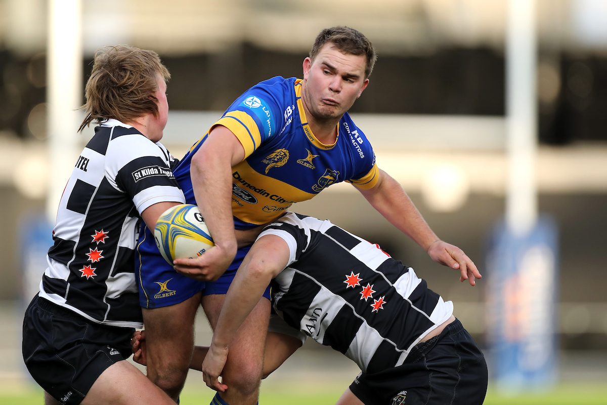 Caleb Leef of Taieri in action, during the Premier Club Final between Taieri and Southern played at Forsyth Barr Stadium in Dunedin on Saturday 16th July, 2022. © John Caswell / Caswell Images Sport / https://tapebootsandbeer.com/