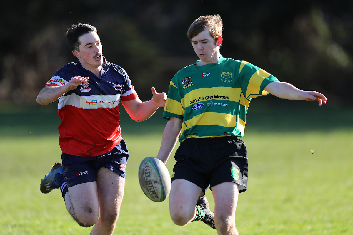 Action from Premier Colts club rugby match between Harbour and Green Island played at Watson Park in Dunedin on Saturday 23rd July, 2022. © John Caswell / https://tapebootsandbeer.com/