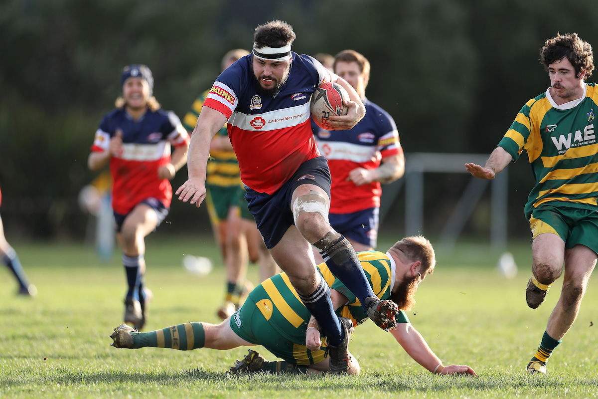 Action from the Seniors club rugby match between Harbour and Eastern played at Watson Park in Dunedin on Saturday 23rd July, 2022. © John Caswell / https://tapebootsandbeer.com/